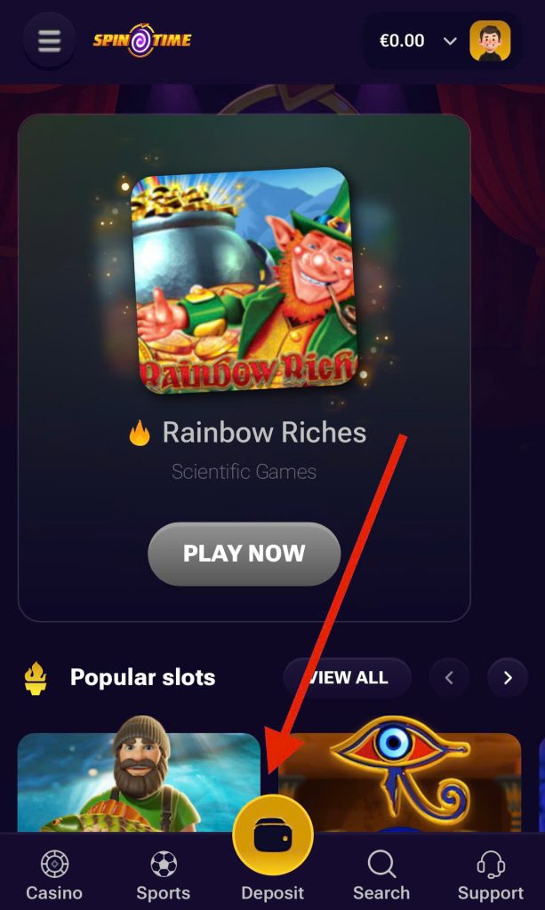 Step 1: choose to deposit.