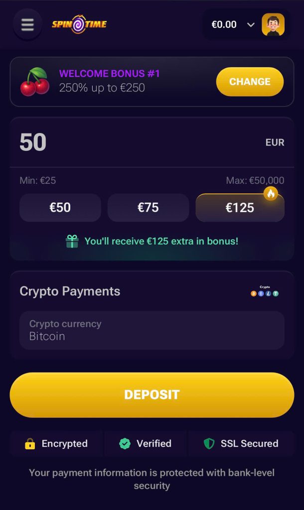 Step 2: enter the deposit amount