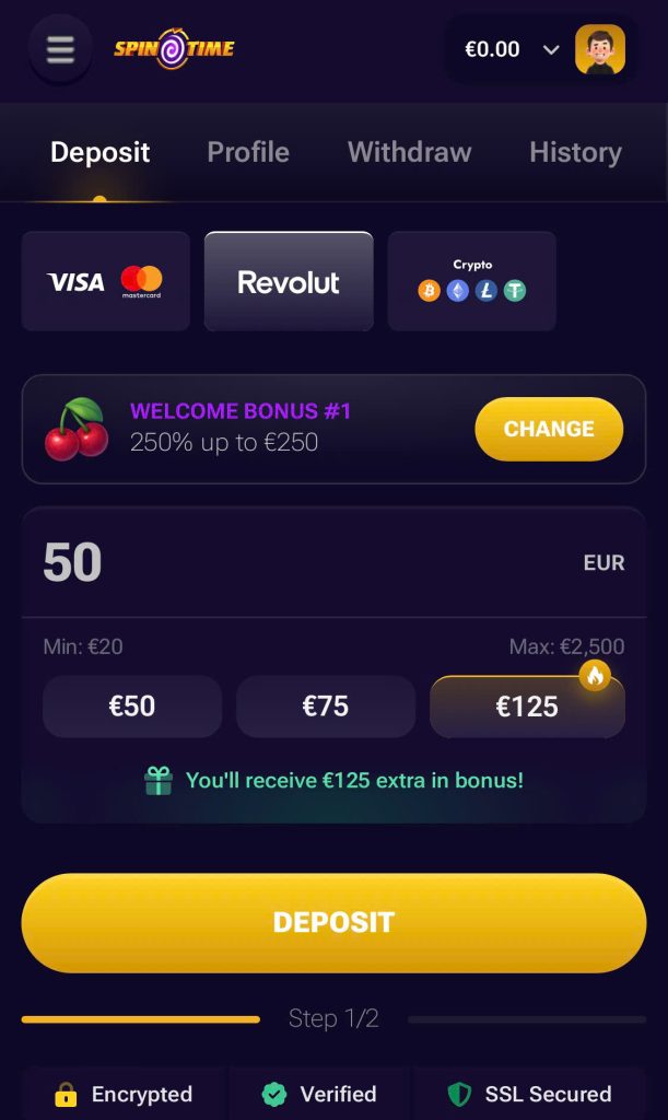 Step 1: select the Revolut method.