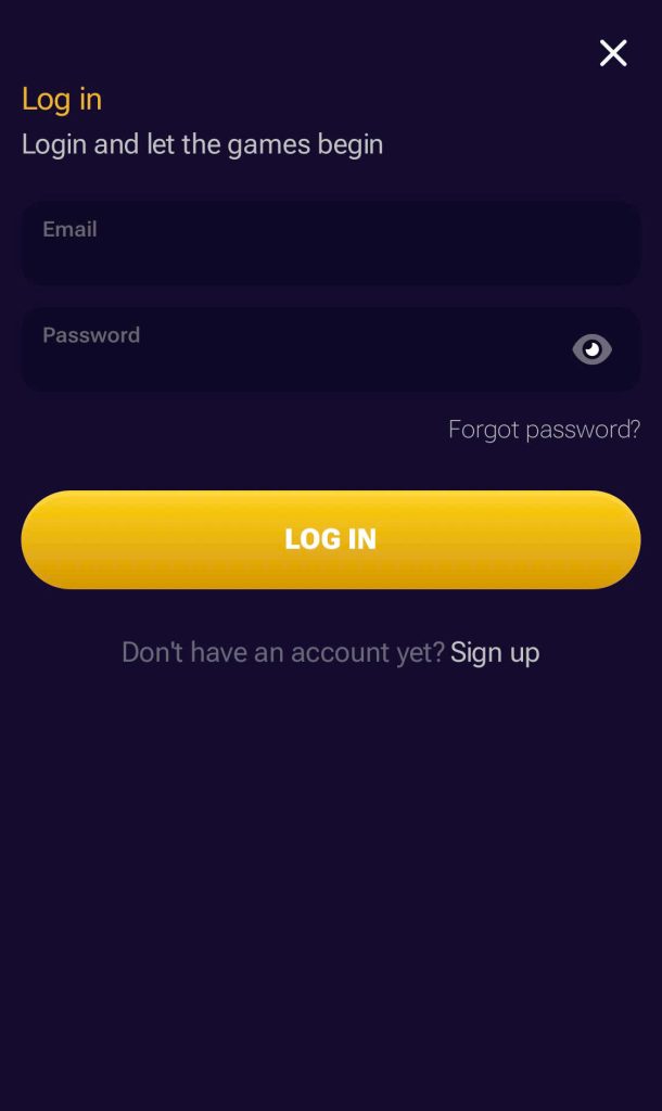 Fill in account information