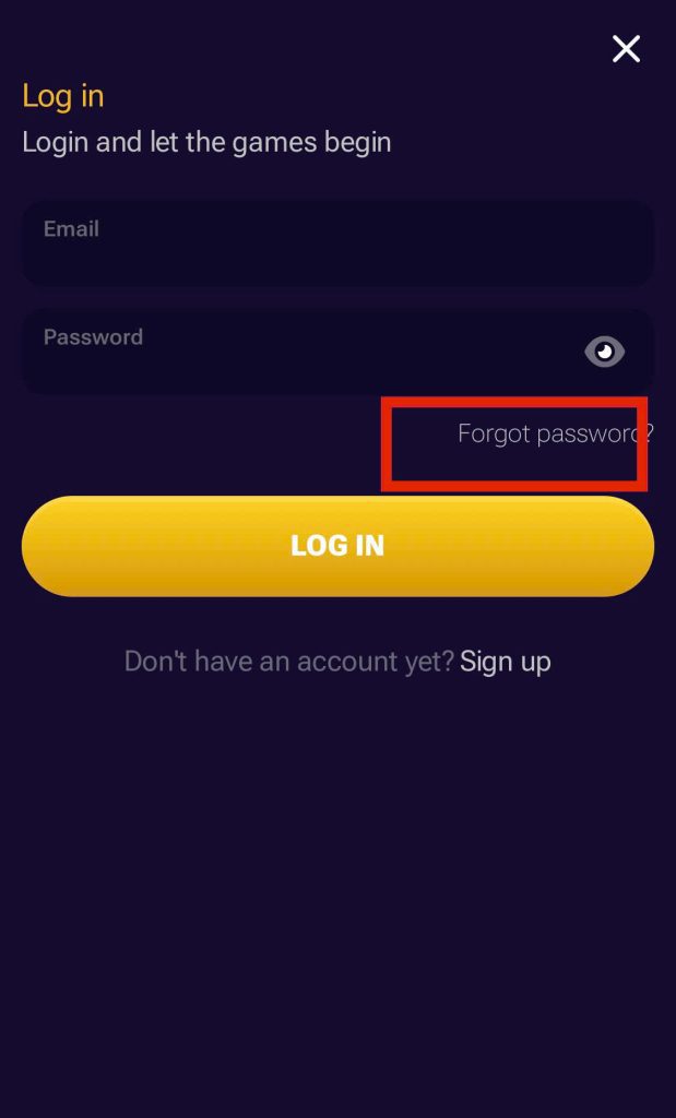 click on the "Forgot Password