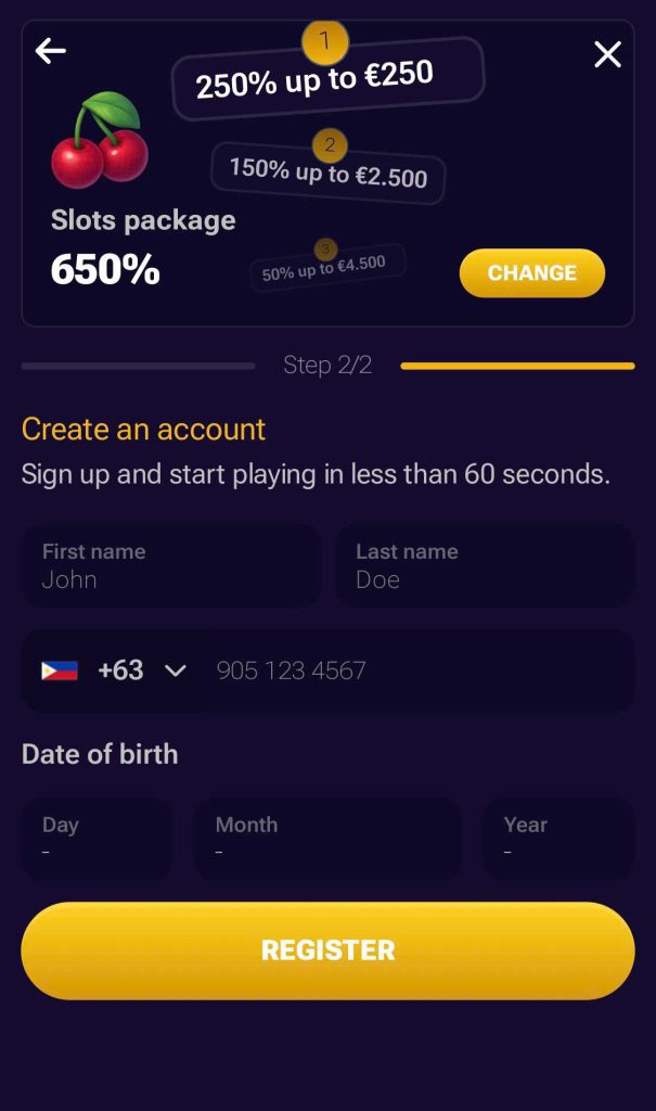Step 3: Fill in your personal information
